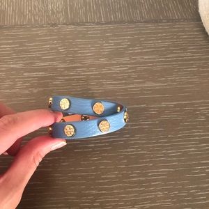 Tory Burch double wrap logo stud bracelet
